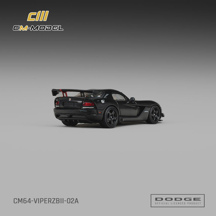 [Preorder] CM Model 1:64 Dodge Viper (ZBI) Viper Black with Viper Red Racing Stripes CM64-ViperZBII-02A