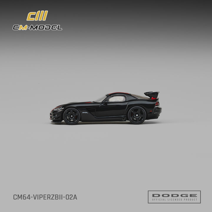 [Preorder] CM Model 1:64 Dodge Viper (ZBI) Viper Black with Viper Red Racing Stripes CM64-ViperZBII-02A
