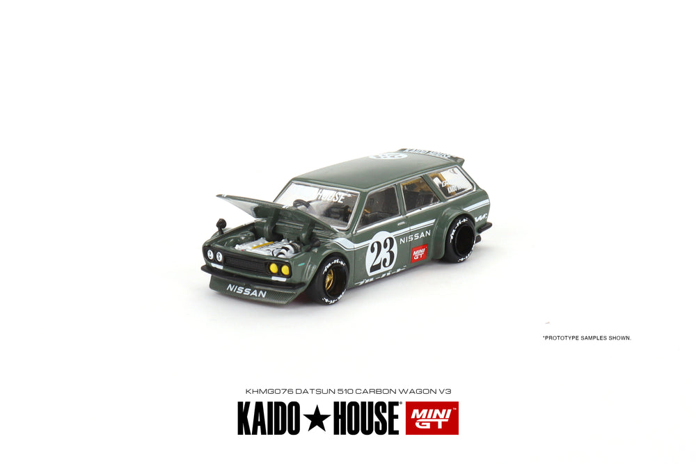 Kaido House + Mini GT 1:64 Datsun KAIDO 510 Wagon CARBON FIBER V3 KHMG076