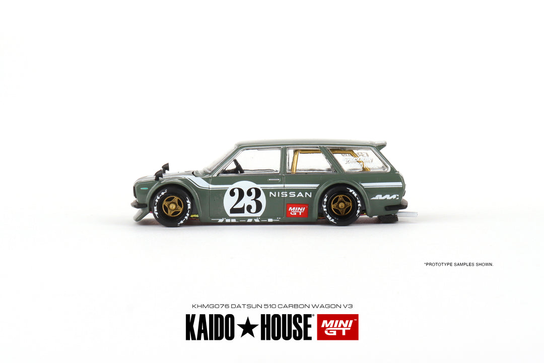 Kaido House + Mini GT 1:64 Datsun KAIDO 510 Wagon CARBON FIBER V3 KHMG076 Side