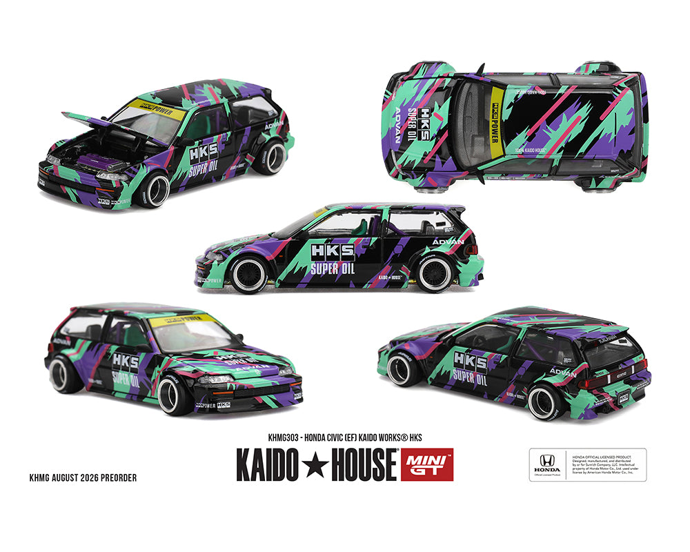[Preorder] Kaido House x Mini GT 1:64 Honda Civic (EF) Kaido Works HKS KHMG303