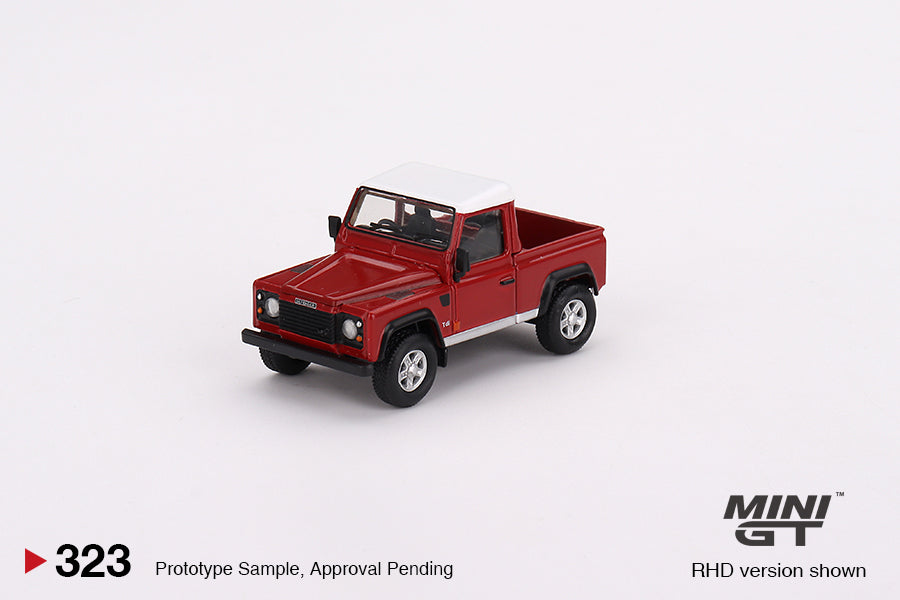 Mini GT 1:64 Land Rover Defender 90 Pickup Masai Red LHD MGT00323