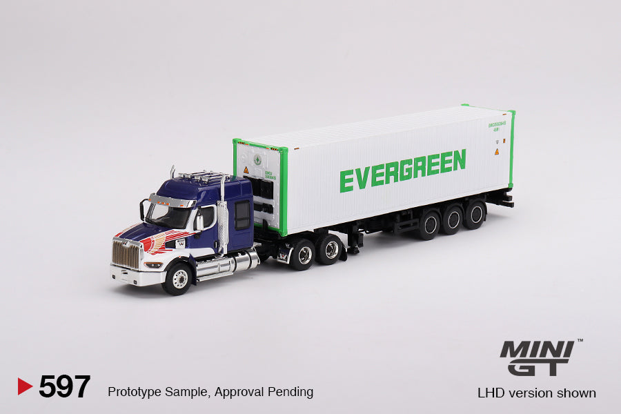 Mini GT 1:64 Western Star 49X Blue w/ 40' Reefer Container