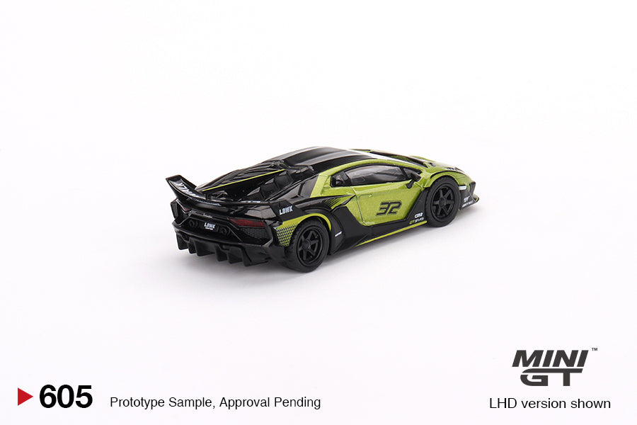 Mini GT 1:64 LB-Silhouette WORKS Lamborghini Aventador GT EVO Lime Rear MGT00605