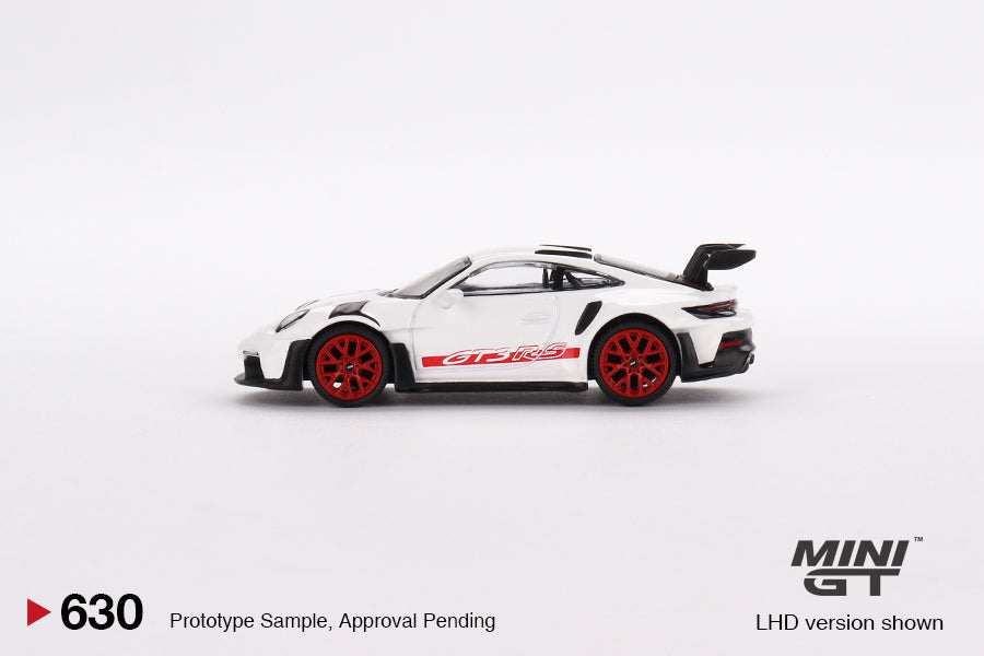 Mini GT 1:64 Porsche 911 (992) GT3 RS White with Pyro Red Accent Package MGT00630 White