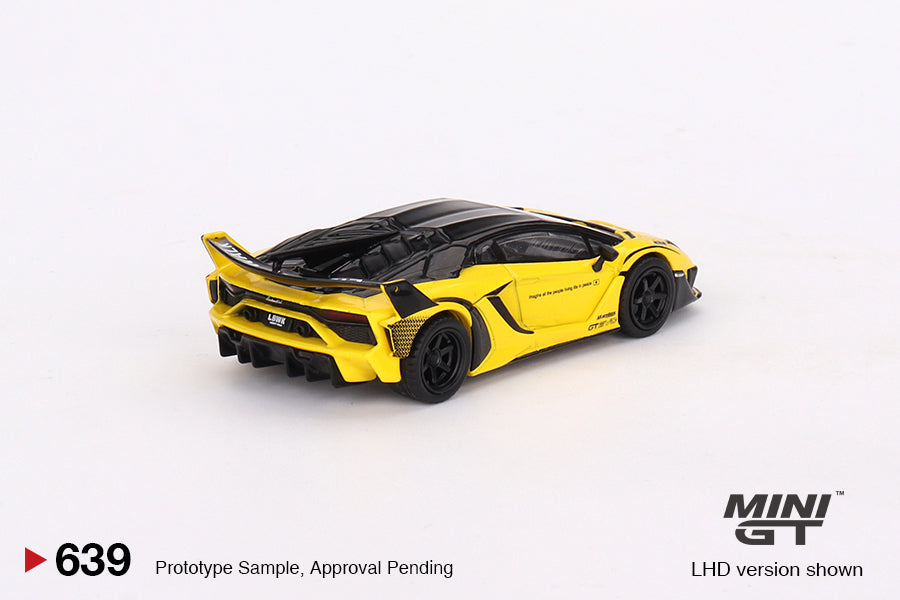 Mini GT 1:64 Lamborghini LB-Silhouette WORKS Aventador GT EVO Yellow MGT00639 LHD Rear