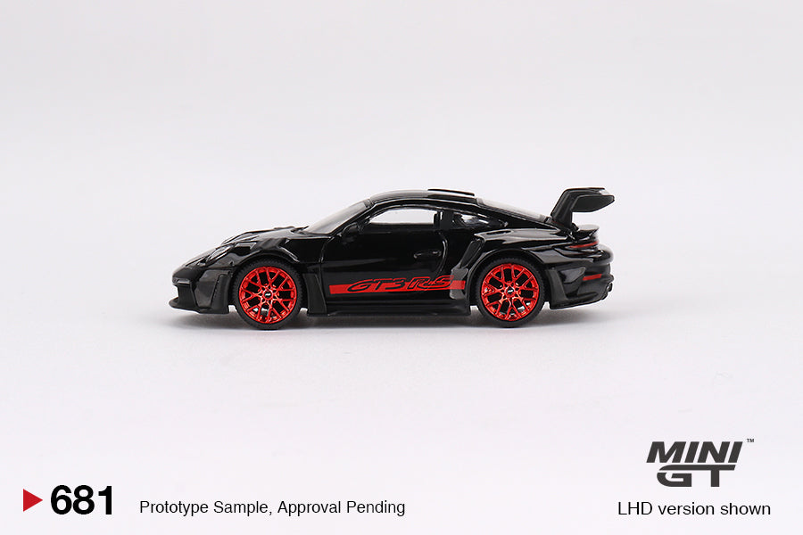 Mini GT 1:64 Porsche 911 (992) GT3 RS Black with Pyro Red MGT00681 Side