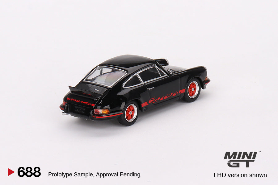 Mini GT 1:64 Porsche 911 Carrera RS 2.7 Black with Red Livery MGT00688 LHD Rear