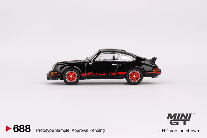 Mini GT 1:64 Porsche 911 Carrera RS 2.7 Black with Red Livery MGT00688 LHD Side