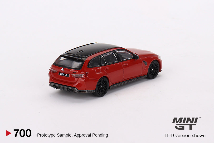 Mini GT 1:64 BMW M3 Competition Touring (G81) Toronto Red Metallic MGT00700 Rear