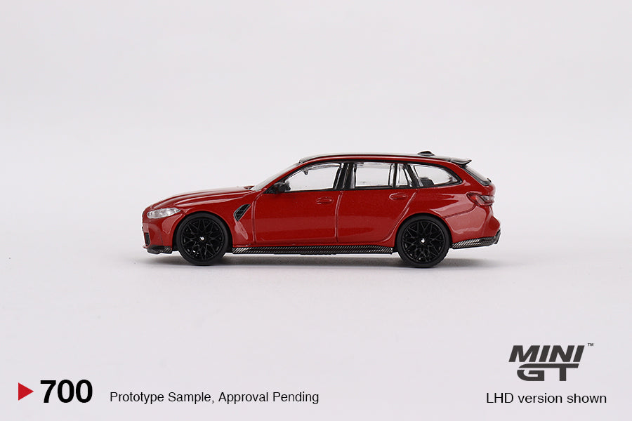 Mini GT 1:64 BMW M3 Competition Touring (G81) Toronto Red Metallic MGT00700 Side