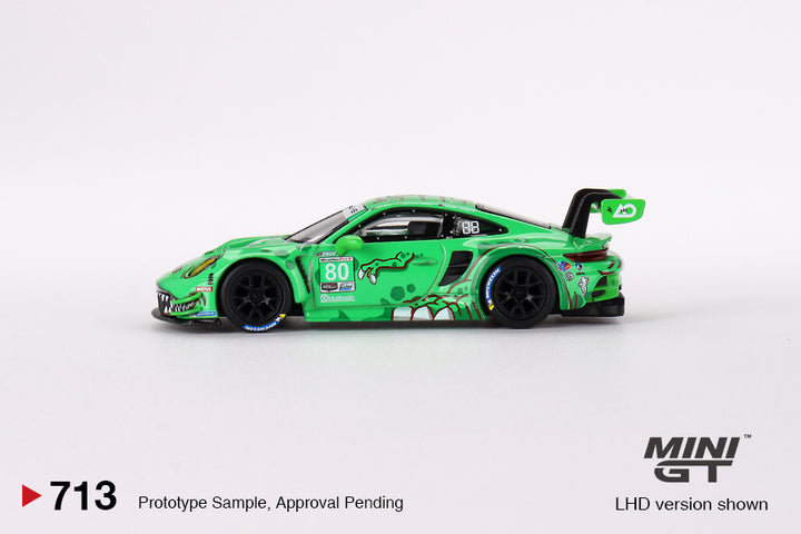 Mini GT 1:64 Porsche 911 GT3 R #80 GTD AO Racing 2023 IMSA Sebring 12 Hrs MGT00713 side