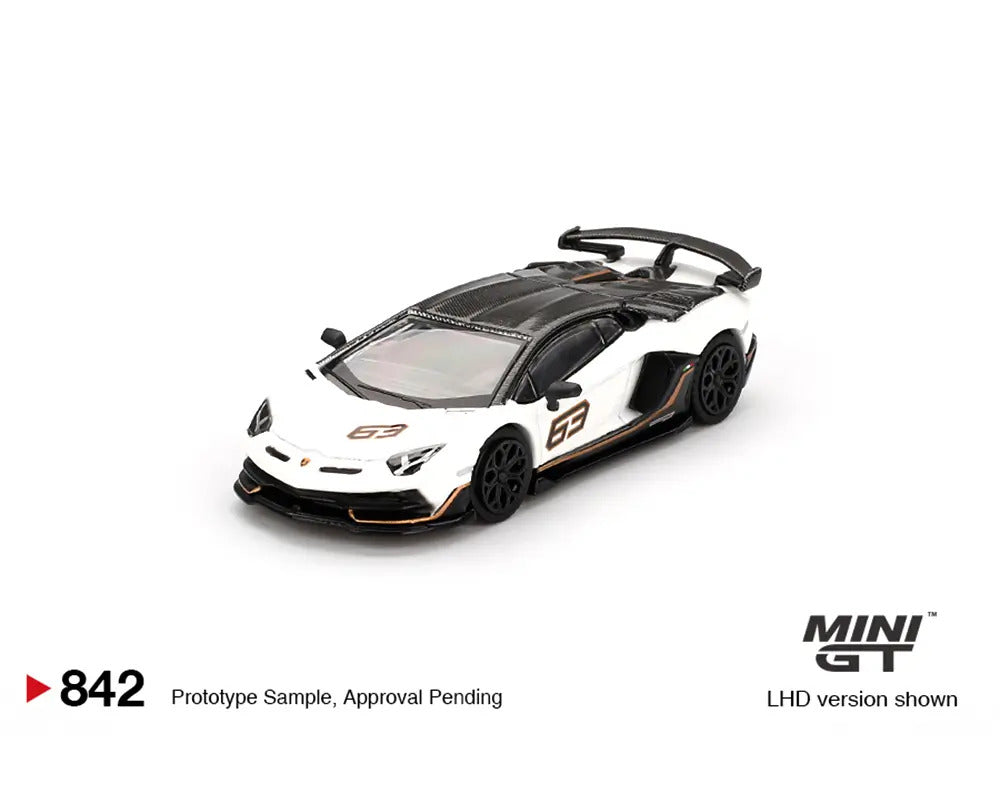 Mini GT 1:64 Lamborghini Aventador SVJ 63 – Bianco Asopo MGT00842