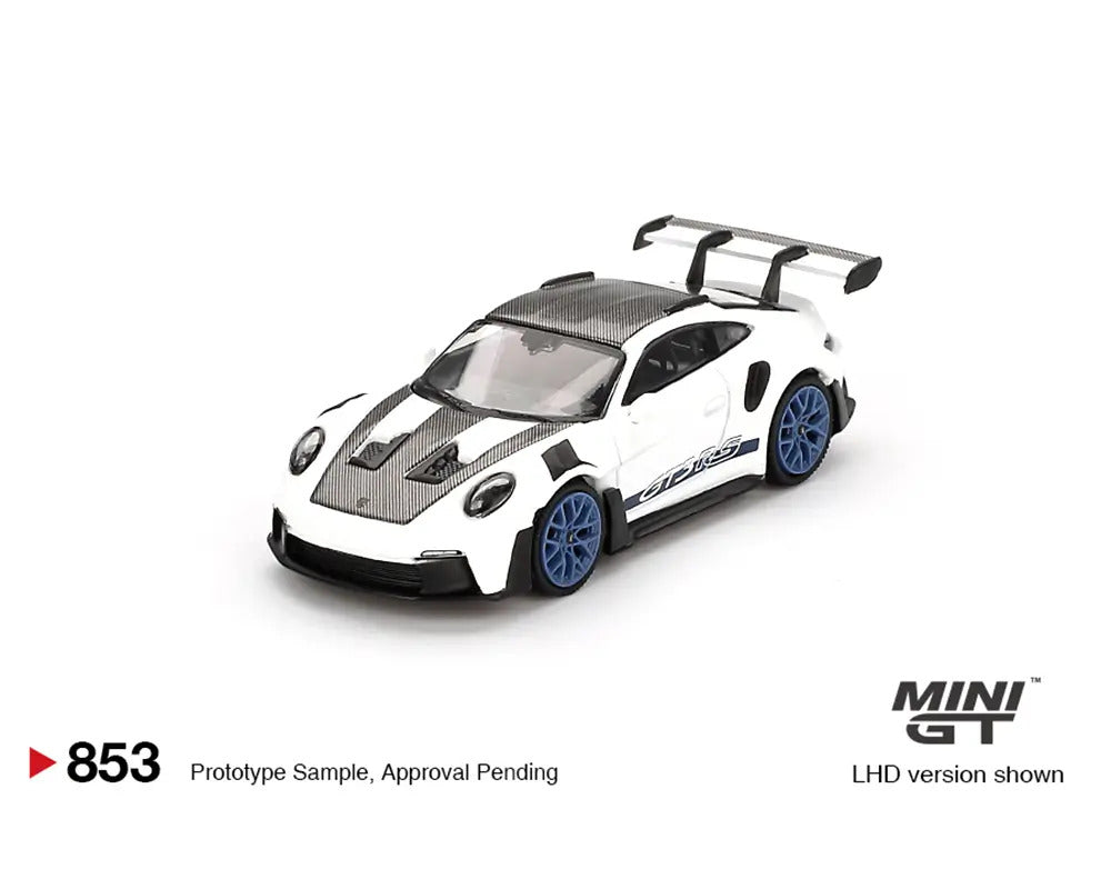 Mini GT 1:64 Porsche 911 (992) GT3 RS Weissach Package – White with Indigo Blue MGT00853