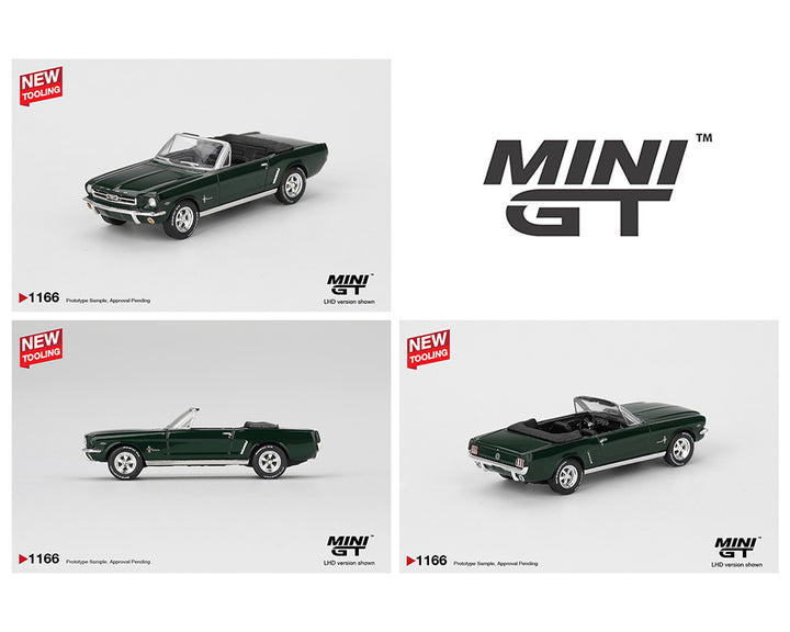 [Preorder] Mini GT 1:64 Ford Mustang Convertible 1964 – Highland Green MGT01166-BL