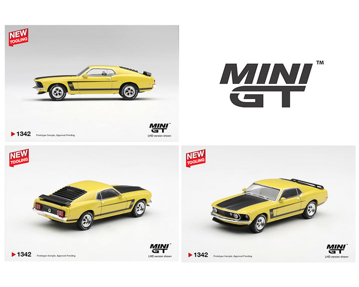 [Preorder] Mini GT 1:64 Ford Mustang Boss 302 1969 – Bright Yellow – Limited Edition MGT01342-BL