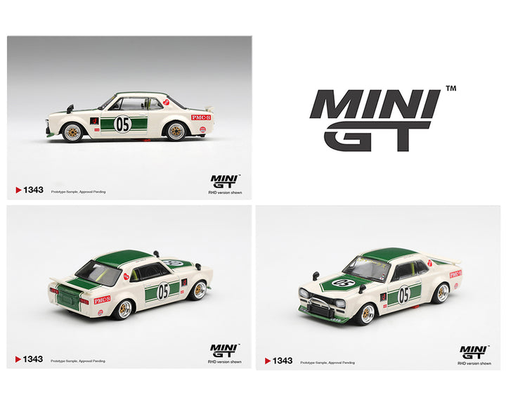 [Preorder] MINI GT 1:64 Nissan Skyline LB-WORKS “HAKOSUKA” – White / Green MGT01343-BL