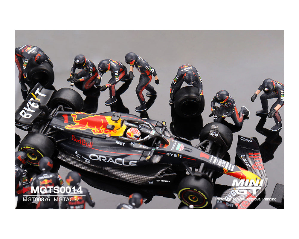 [Preorder] Mini GT 1:64 Oracle Red Bull Racing RB19 #1 Max Verstappen 2023 F1 Japanese Grand Prix Pit Crew Set