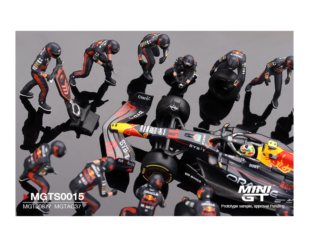 [Preorder] Mini GT 1:64 Oracle Red Bull Racing RB19 #11 Sergio Pérez 2023 F1 Japanese Grand Prix Pit Crew Set