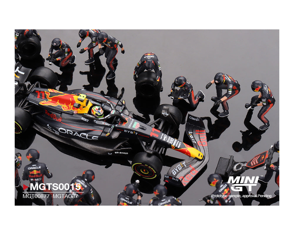 [Preorder] Mini GT 1:64 Oracle Red Bull Racing RB19 #11 Sergio Pérez 2023 F1 Japanese Grand Prix Pit Crew Set