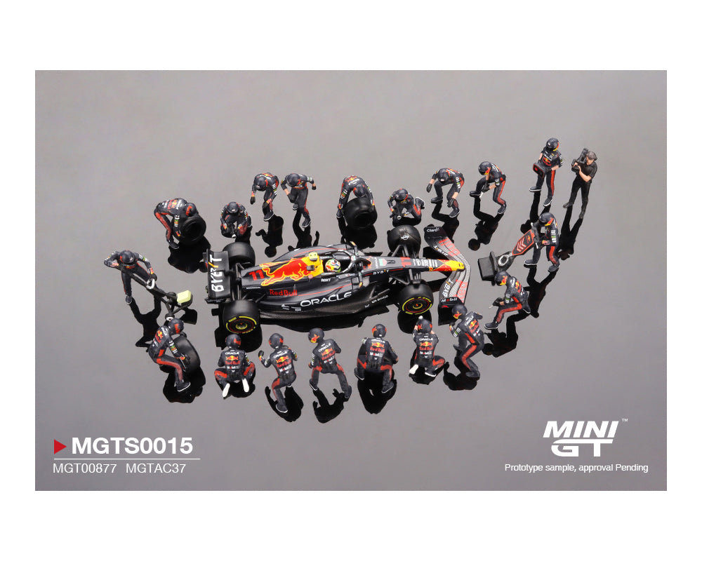 Mini GT 1:64 Oracle Red Bull Racing RB19 #1 Max Verstappen 2023 F1 Japanese Grand Prix Pit Crew Set MGTS0014