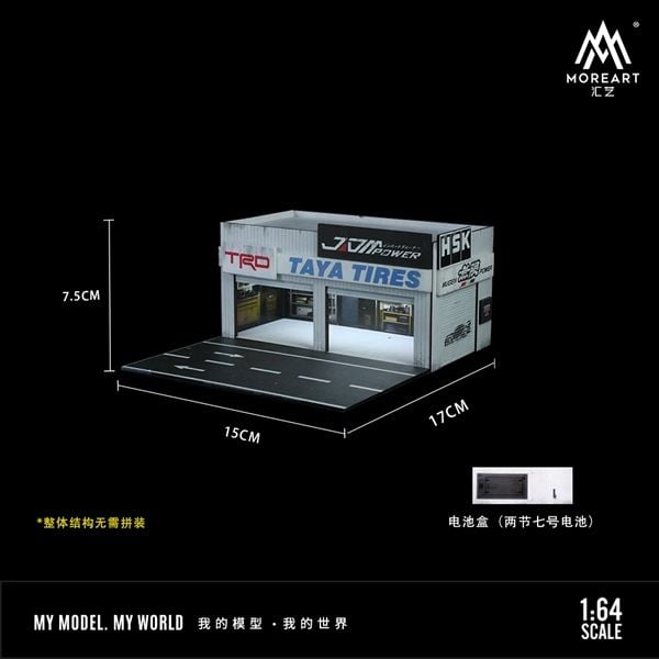 MoreArt 1:64 Repair Shop and Modification Shop Scene with Light MO941114
