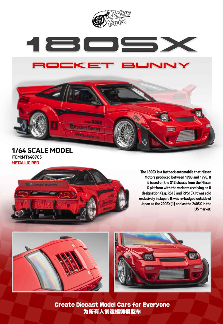 [Preorder] Microturbo 1:64 180SX Rocket Bunny - Metallic Red MT6407C5