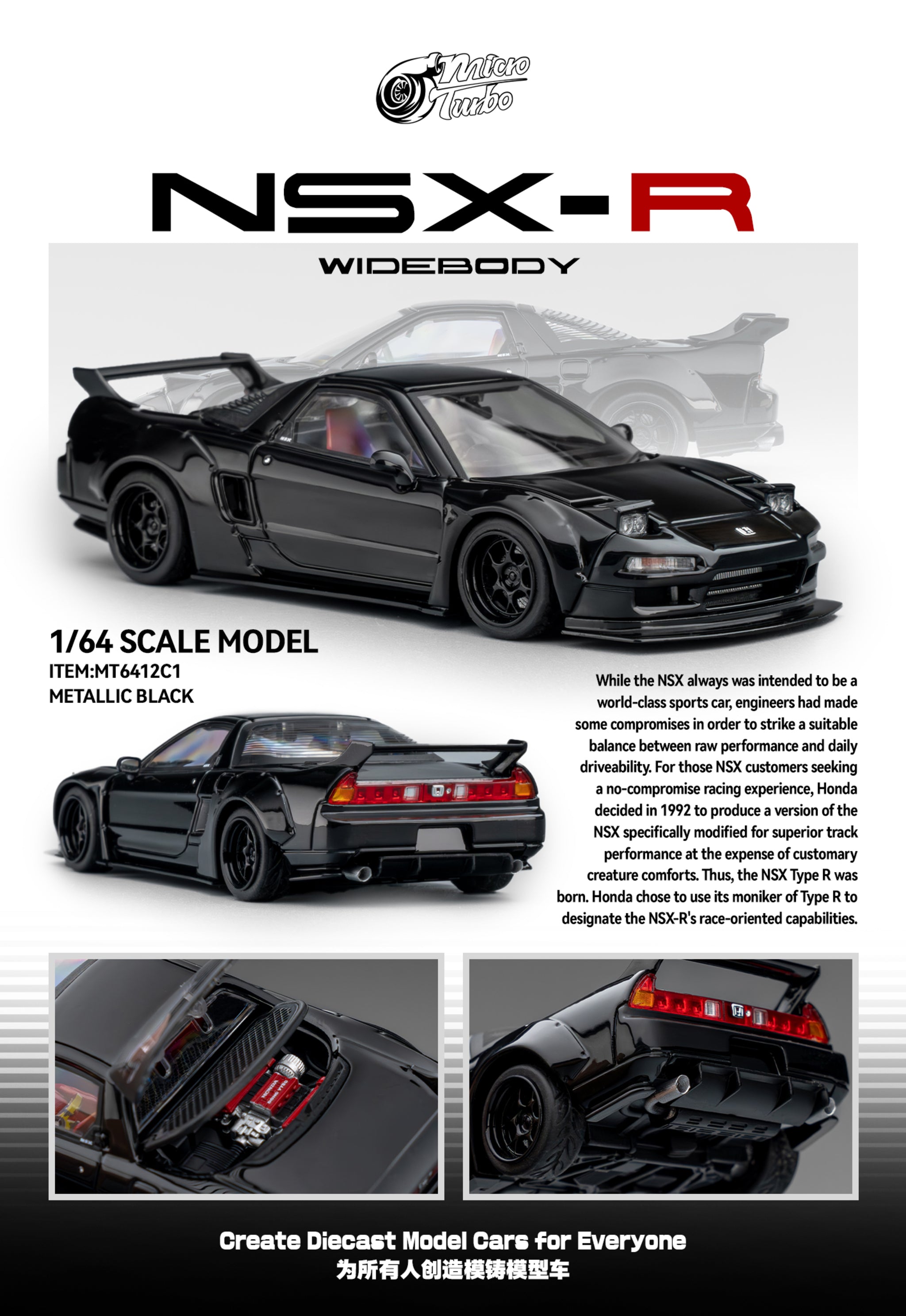 Preorder] Microturbo 1:64 Custom NSX Wide Body - Gloss Black