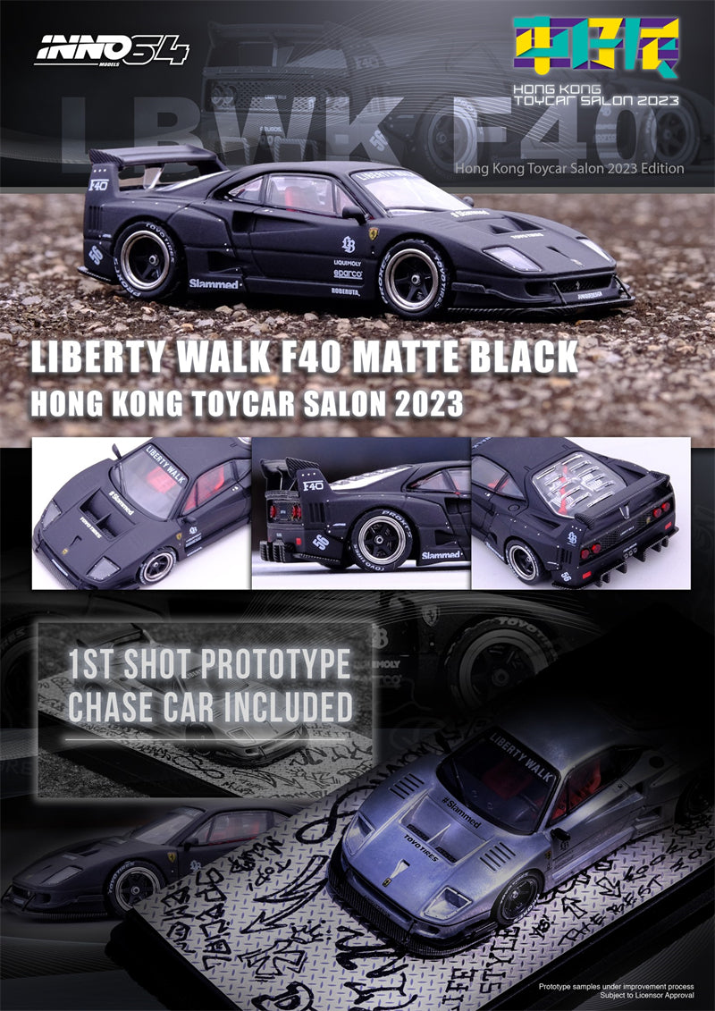Inno64 1:64 LBWK F40 Matte Black Hong Kong Toycar Salon 2023 Special Edition