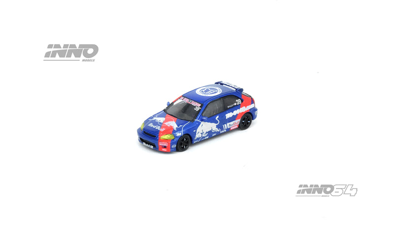Inno64 1:64 Honda Civic Type-R (EK9) "NO GOOD RACING" Red Bull Livery IN64-EK9-JDM16