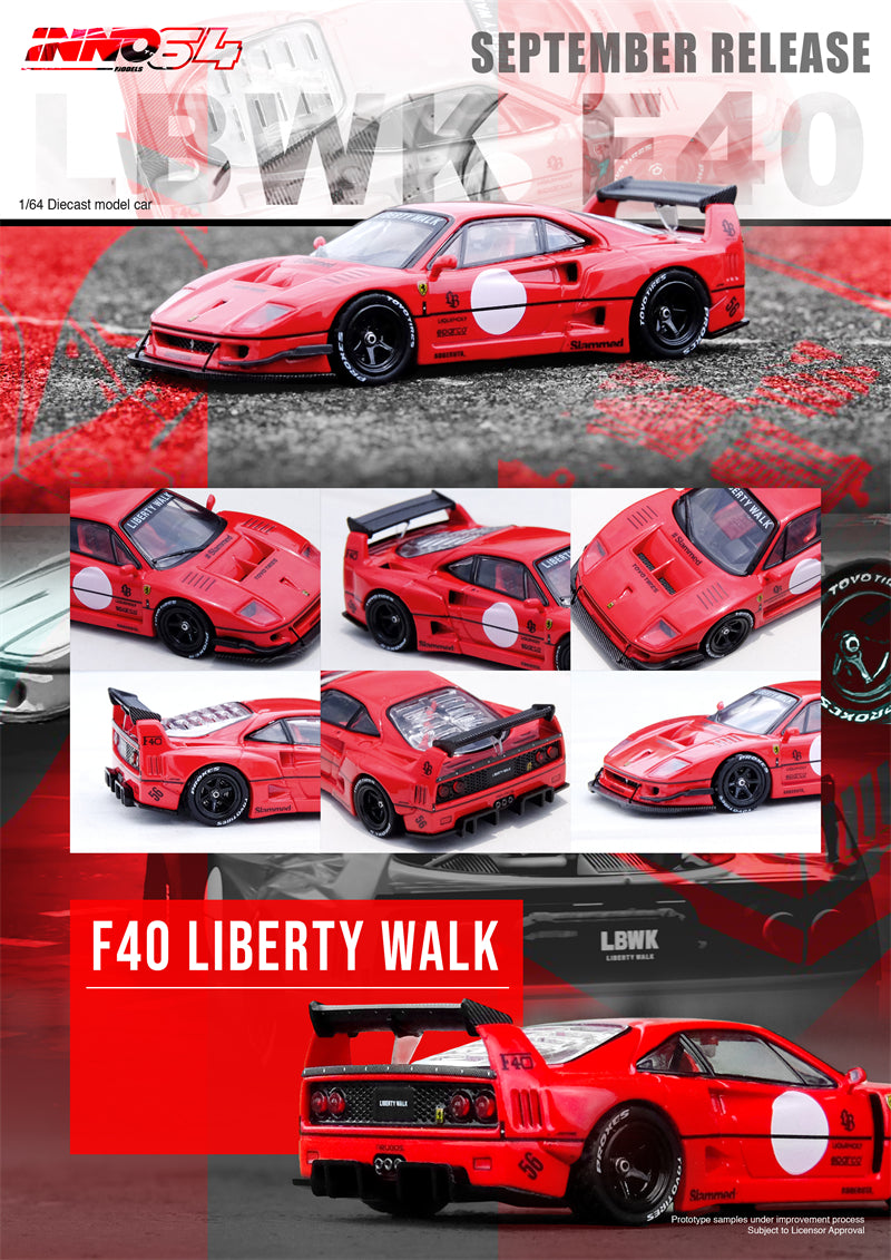 Inno64 1:64 LBWK Ferrari F40 Red IN64-F40LBWK-RED – Horizon Diecast