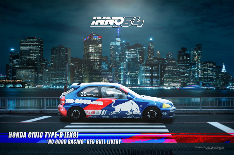 ミニカー inno64 nogoodracing civic EK9 red bull INNO64 1:64 Honda Civic Type-R (EK9) in Red with Livery