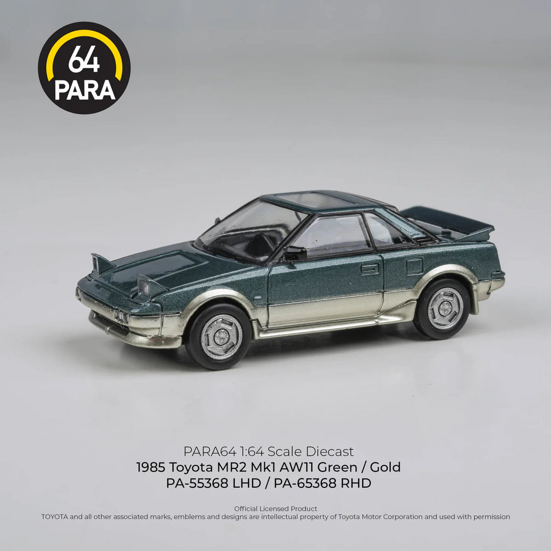 [Preorder] PARA64 1:64 1985 Toyota MR2 MK1 – Green/Gold – PA-55368/GREEN