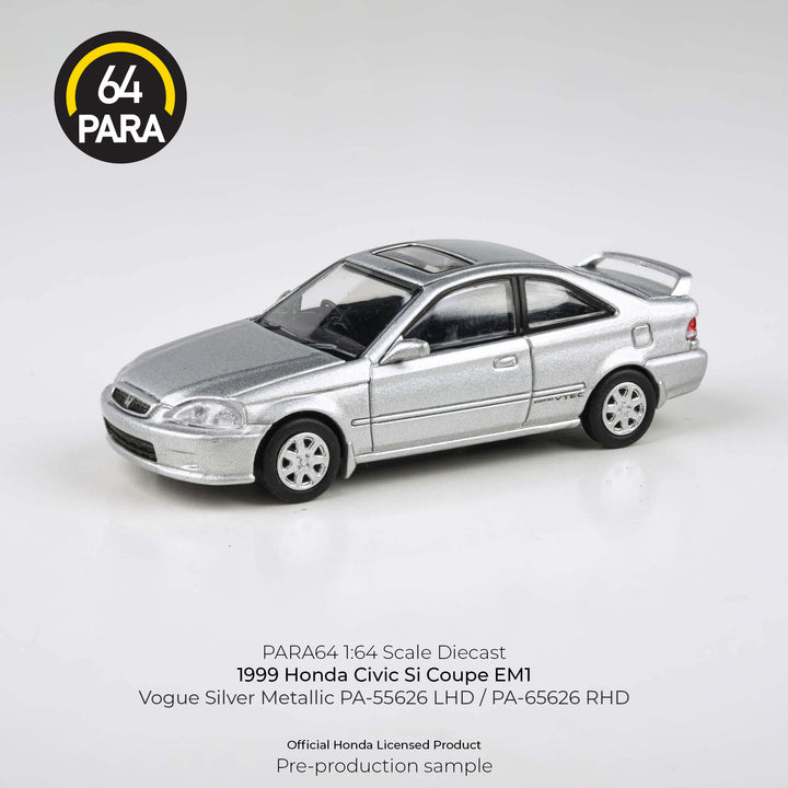 [Preorder] PARA64 1:64 1999 Honda Civic EM1 Vogue Silver Metallic w/wing (LHD)