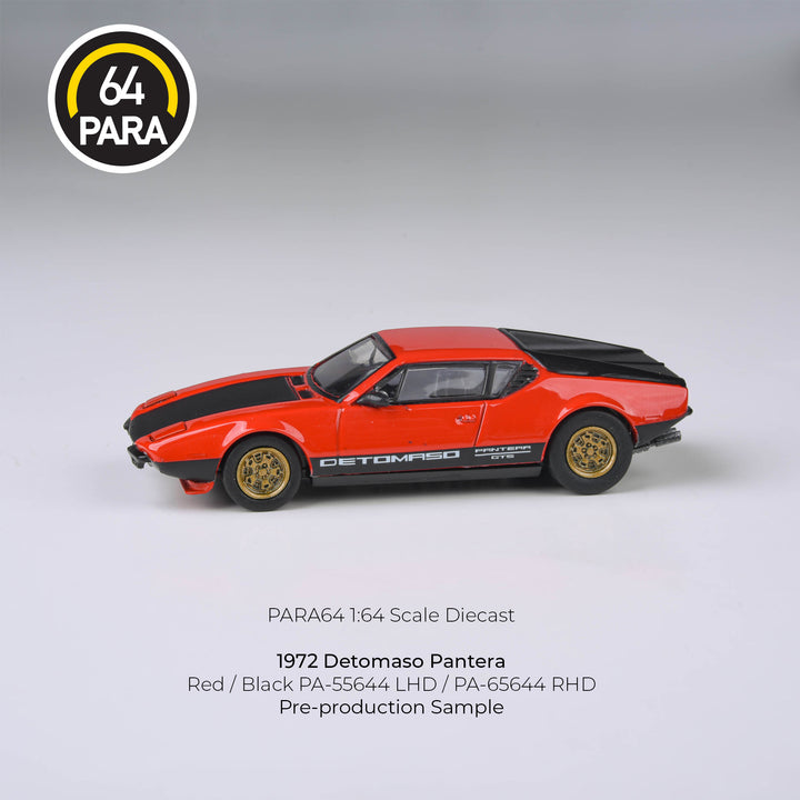 PARA64 1:64 1972 De Tomaso Pantera Red / Black - Lights down RHD