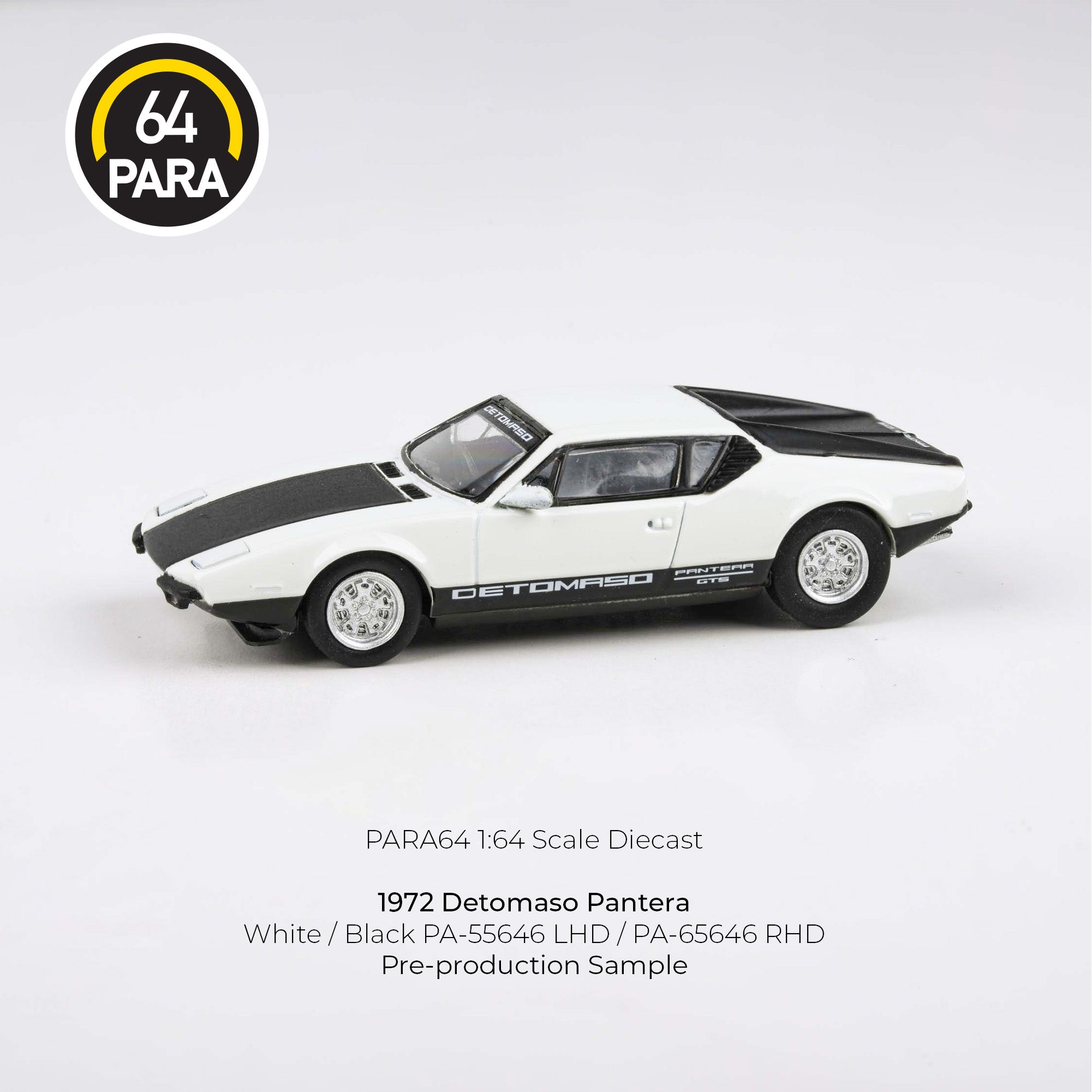 PARA64 1:64 1972 De Tomaso Pantera White / Black (LHD) PA-55646