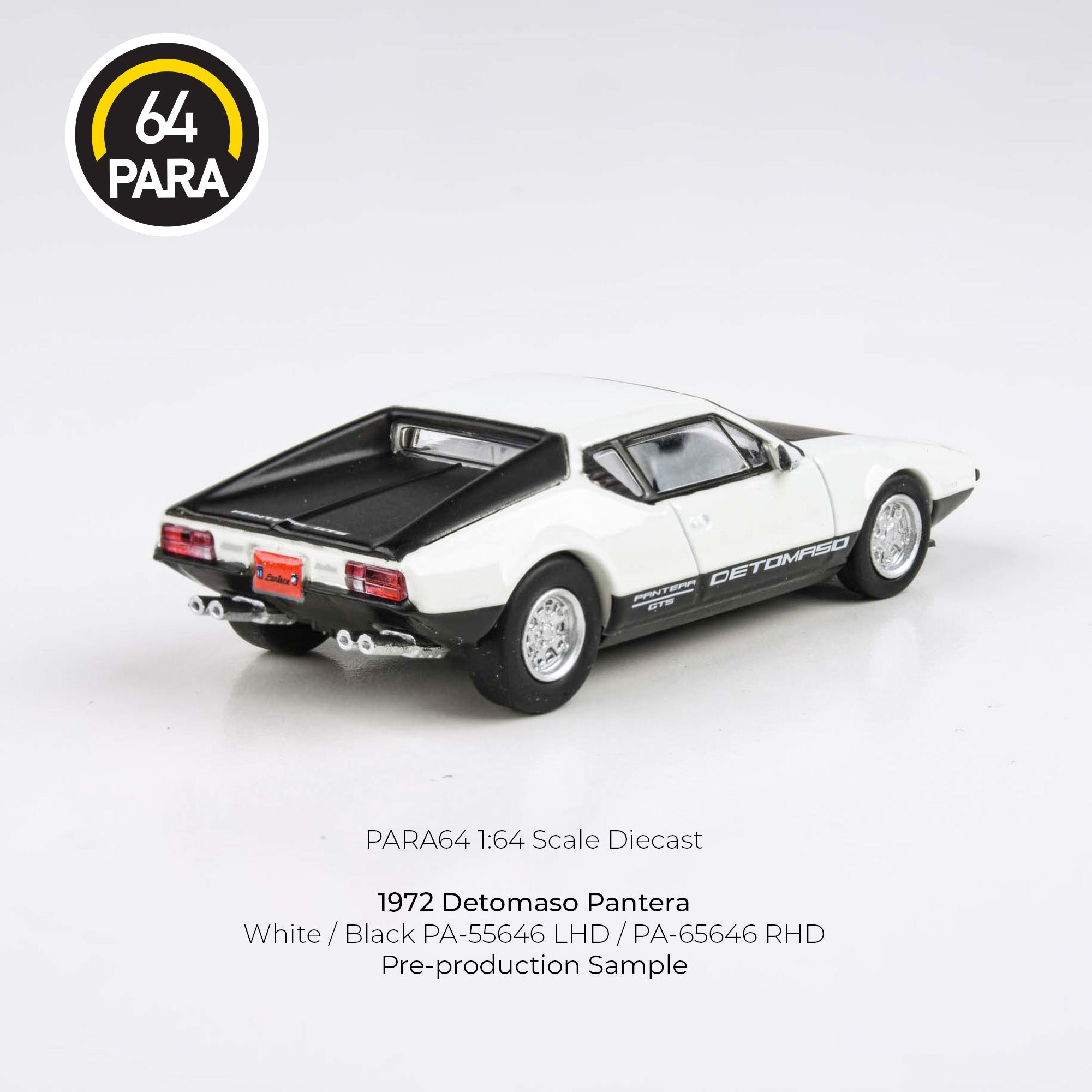 PARA64 1:64 1972 De Tomaso Pantera White / Black (LHD) PA-55646