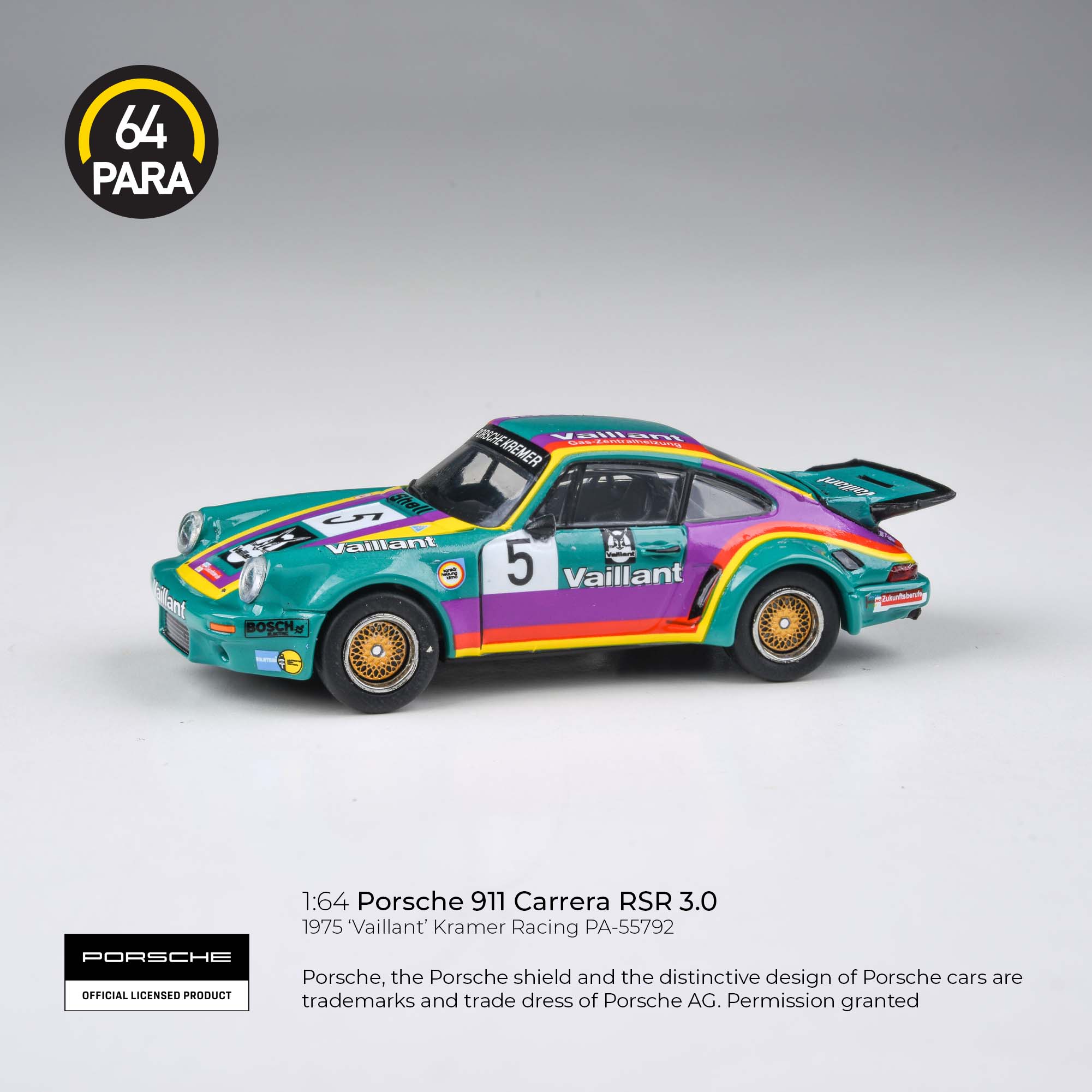 ミニカー Porsche 911 Carrera RSR 3.0 Vaillant PARA64 1:64 1974 Porsche 911 Carrera RSR 3.0 'Vaillant' w