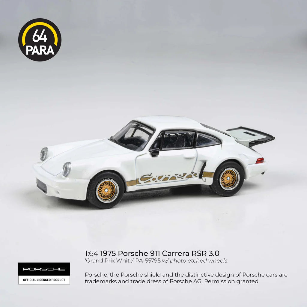 [Preorder] PARA64 1:64 1974 Porsche 911 Carrera RSR 3.0 – Grand Prix White – PA-55795 /WHITE