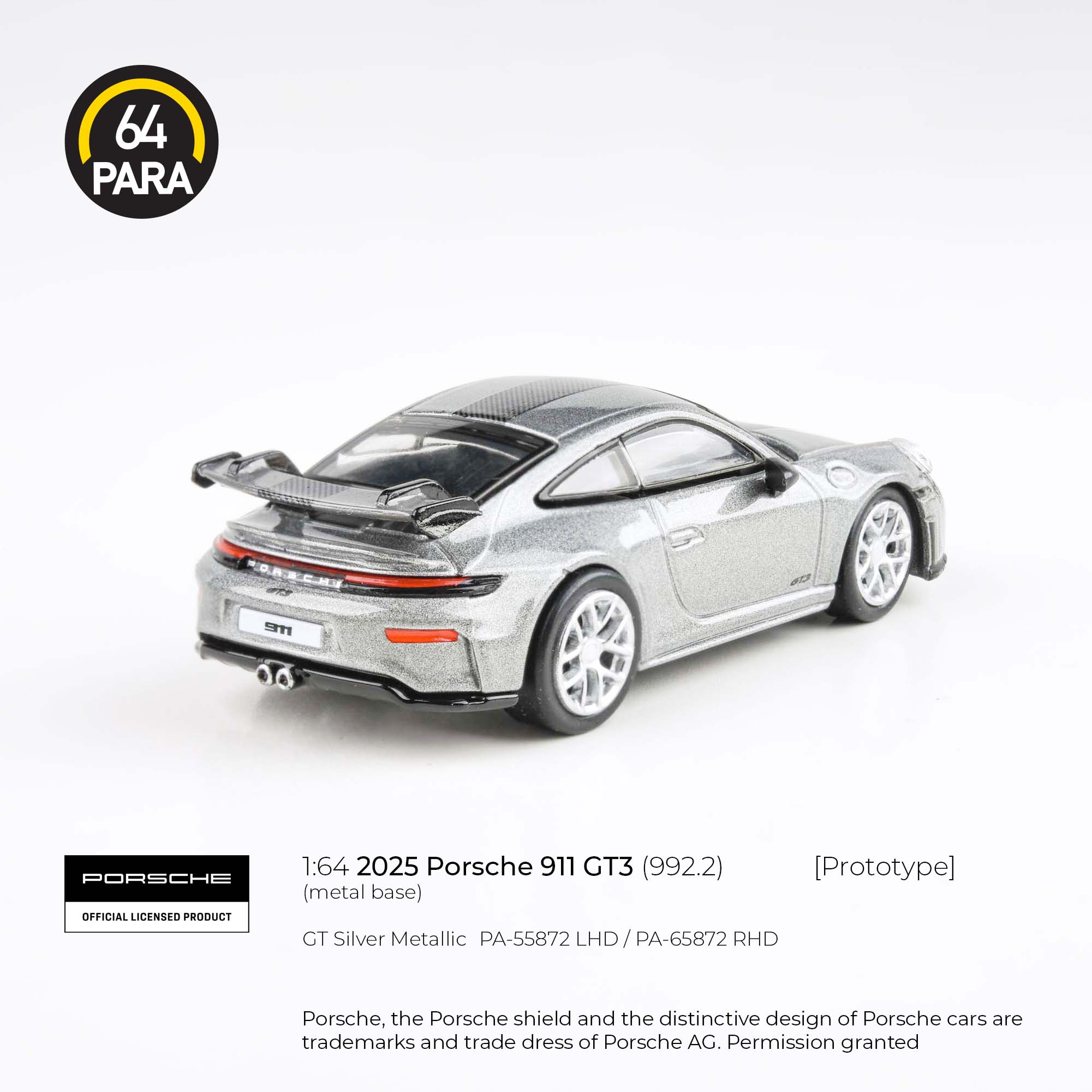 PARA64 1:64 2025 Porsche 911 GT3 (992.2) GT Silver Metallic (LHD