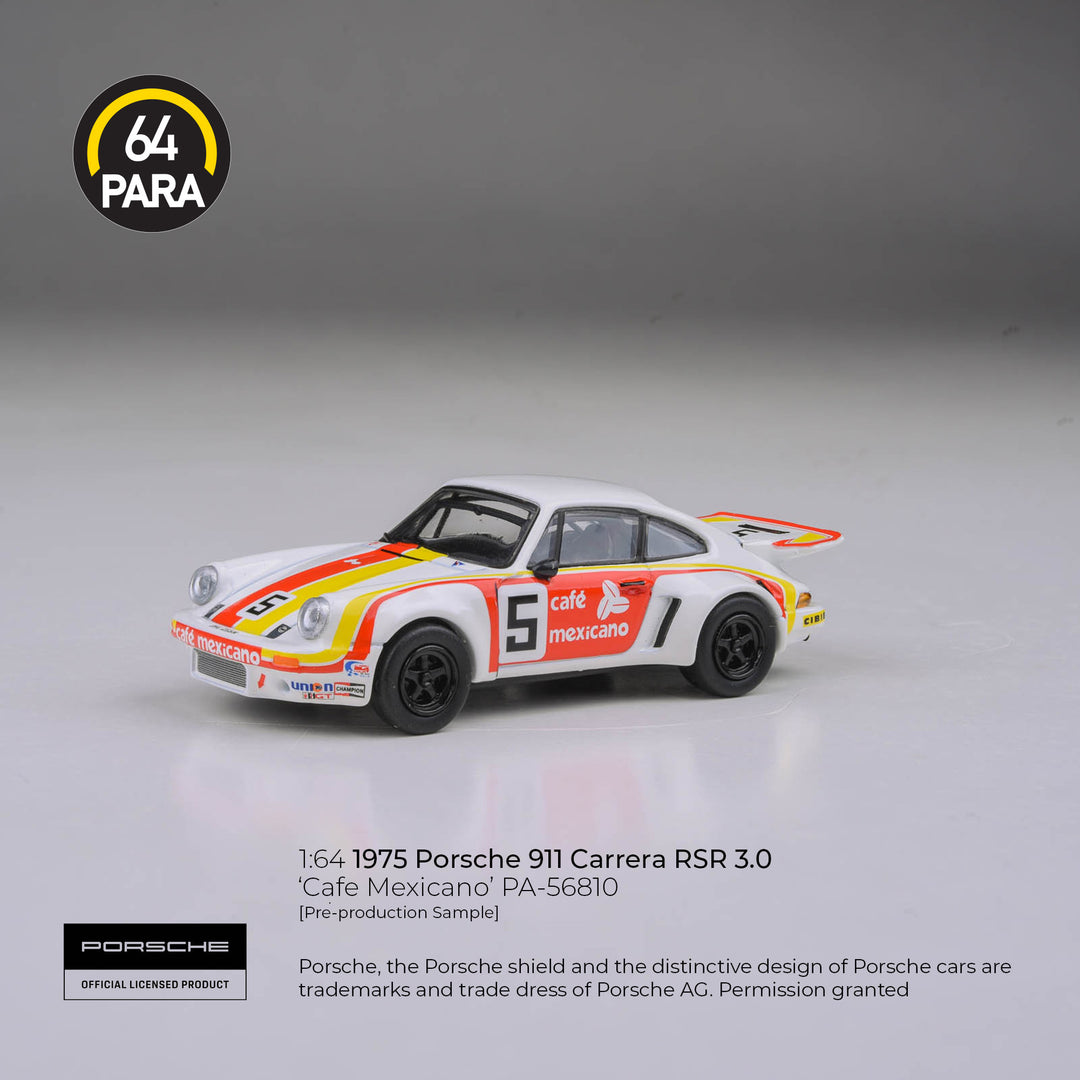 [Preorder] PARA64 1:64 1974 Porsche 911 3.0 RSR "Cafe Mexicano" White LHD PA-56810