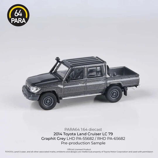 PARA64 1:64 2014 Toyota Land Cruiser Dbl Cab LC79 Graphite Grey RHD PA-65682