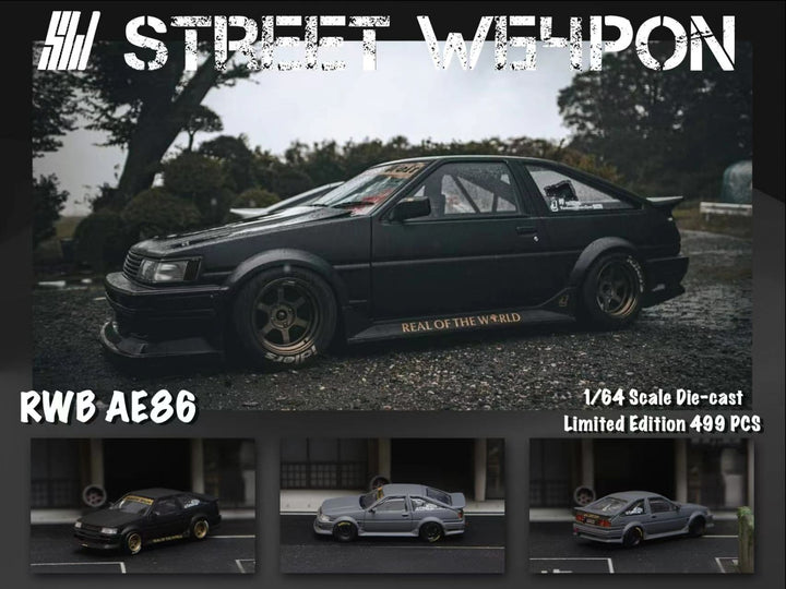 Street Weapon 1:64 RWB Toyota AE86 Wide Body Matte Black