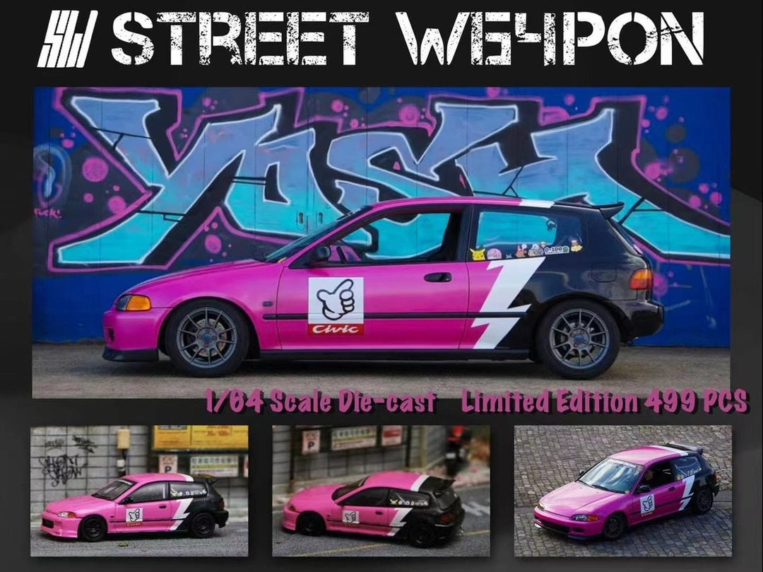 Street Weapon 1:64 Spoon Honda Civic EG6 Pink Lightning 