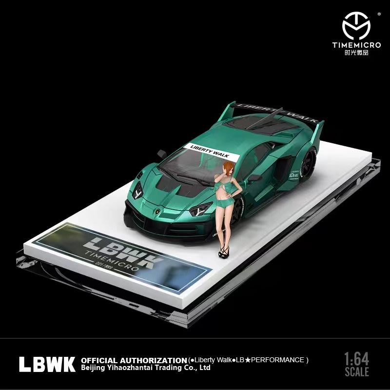 TimeMicro 1:64 LBWK Lamborghini LP700 GTEVO Wide Body Green With Doll