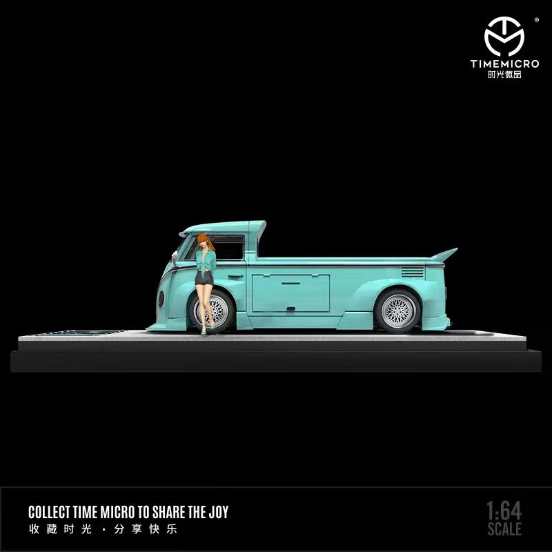 TimeMicro 1:64 Volkswagen T1 Widebody Pickup Truck Tiffany Blue