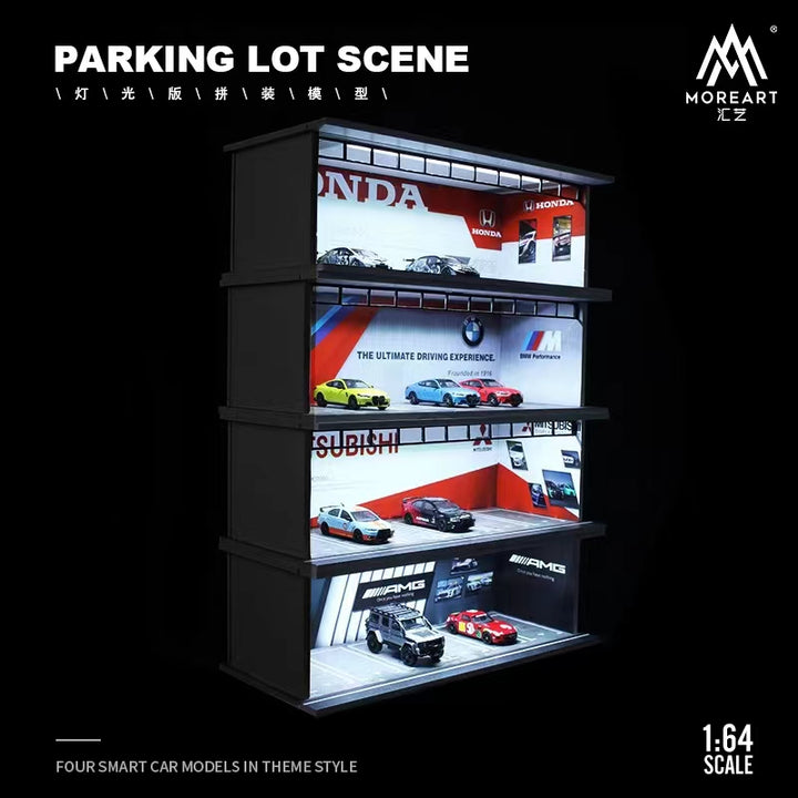 MoreArt 1:64 Diorama Parking Lot AMG / BMW / Honda / Mitsubishi