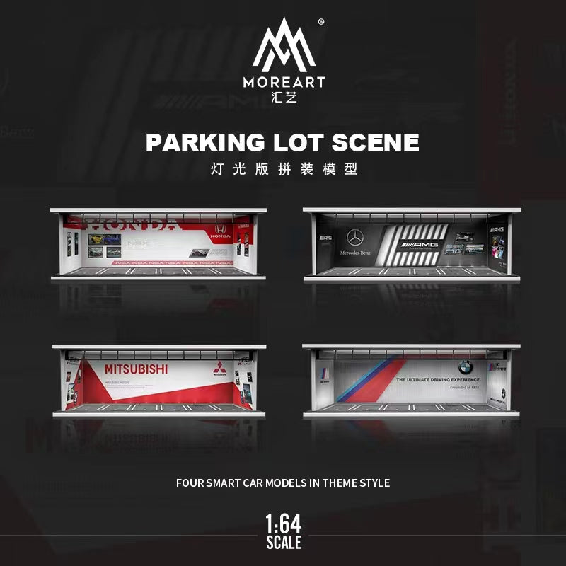 MoreArt 1:64 Diorama Parking Lot AMG / BMW / Honda / Mitsubishi