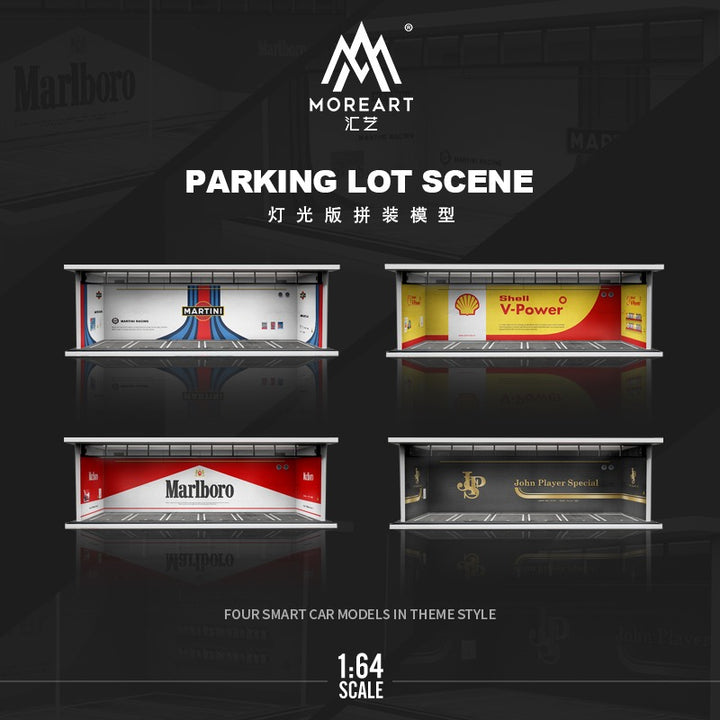 MoreArt 1:64 Diorama Parking Lot Martini / Shell / Marlboro / JPS