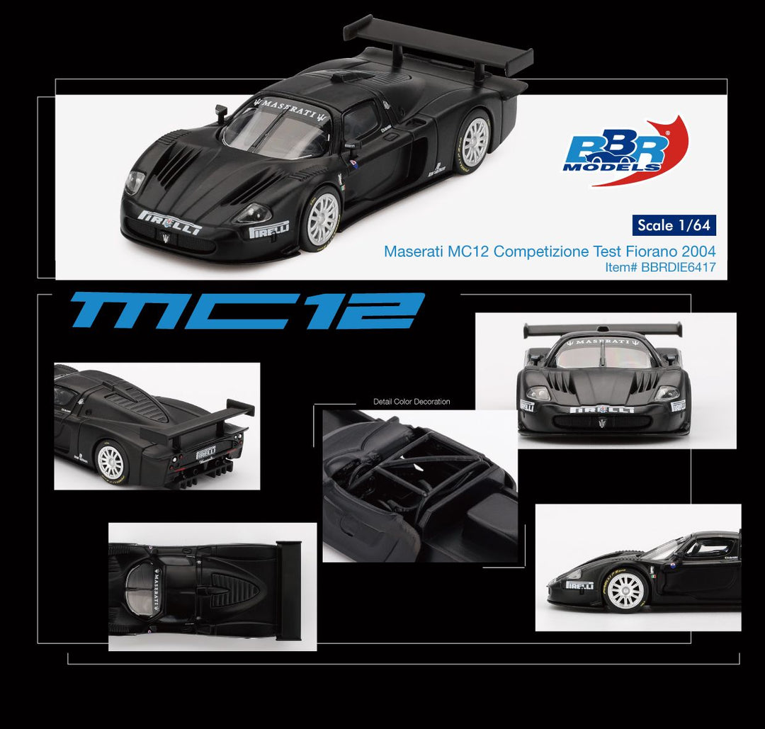 [Preorder] BBR Model 1:64 Maserati MC12 Competizione Test Fiorano 2004 BBRDIE6417